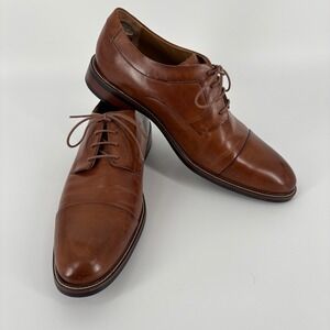 Cole Haan Mens Brown Leather Cap Toe Oxford Dress Shoes Size 10